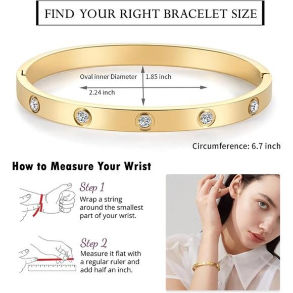 18K Gold Plated Love Friendship Bracelet - Bangle Cuff - Picture 4 of 7